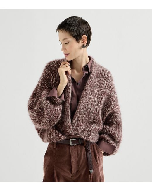 Brunello Cucinelli Brown Mohair Malfilé Cardigan