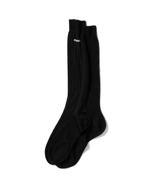 Miu Miu Black Silk-Blend Logo Socks