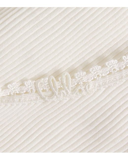 Chloé White Cotton-Silk Ribbed Cardigan