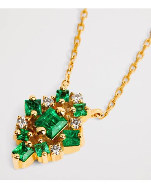 Suzanne Kalan Metallic Diamond And Emerald La Fantaisie Necklace