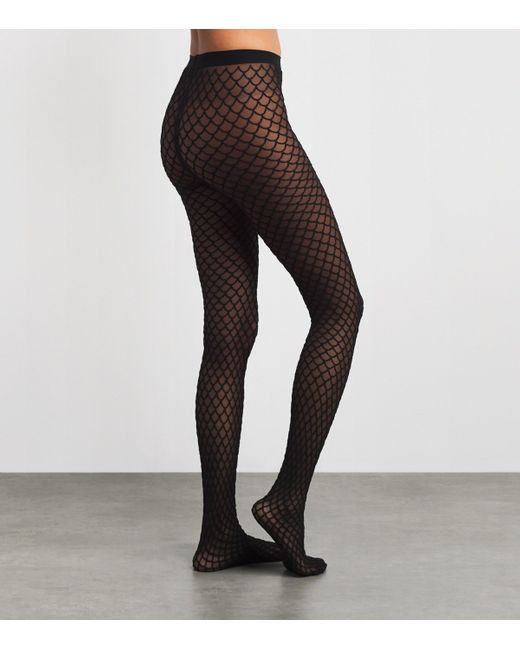 Wolford White Velvet Net Illusion Tights