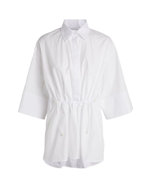 Max Mara White Cotton Drawstring March Shirt