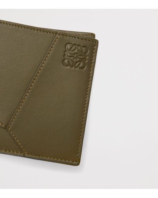 Loewe Green Leather Puzzle Edge Bifold Wallet for men