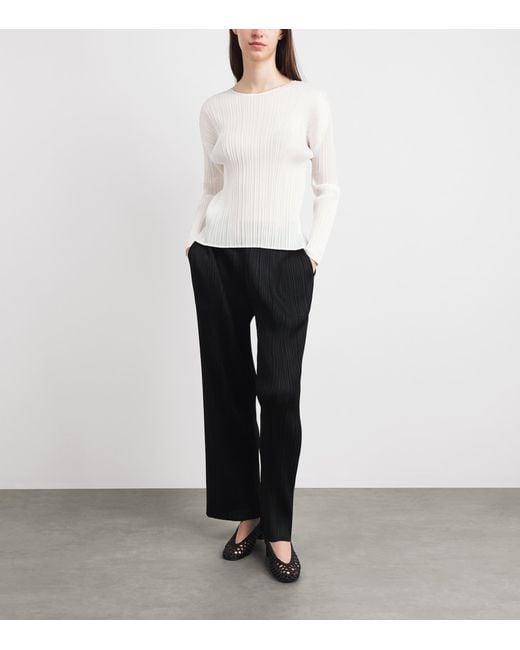 Pleats Please Issey Miyake White Monthly Colors Long-Sleeve T-Shirt