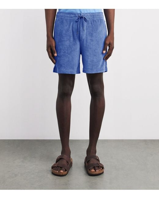 Polo Ralph Lauren Blue Cotton Terry Polo Pony Shorts for men