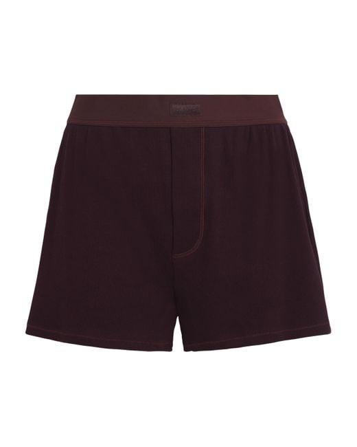 Skims Red Stretch-Cotton Ribbed Boxer Shorts