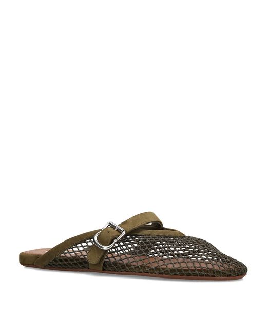 Alaïa Brown Suede Fishnet Mules