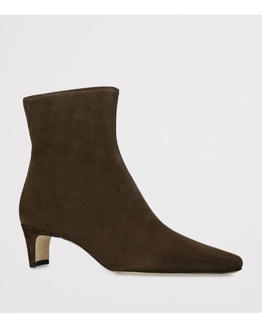 Staud Brown Suede Wally Heeled Ankle Boots 55