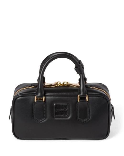Miu Miu Black Leather Arcadie Top-Handle Bag