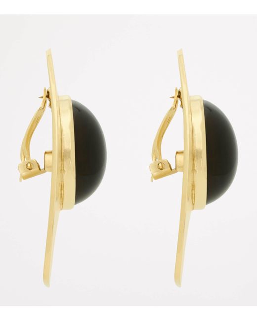 Saint Laurent Metallic Cabochon Clip-On Earrings