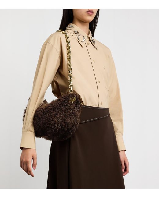 Fabiana Filippi Brown Medium Shearling Shoulder Bag