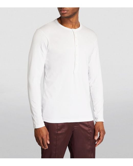 Tom Ford White Henley Lounge Shirt for men
