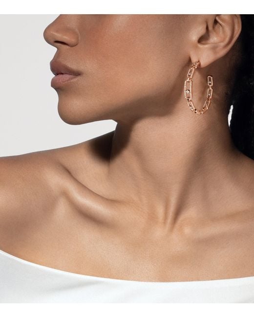 Messika Metallic Medium Move Link And Diamond Hoop Earrings