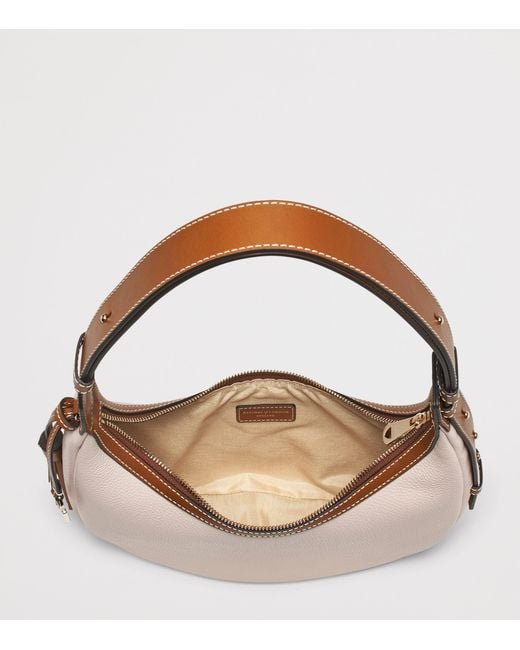 Aspinal Natural Small Leather Soho Crescent Shoulder Bag