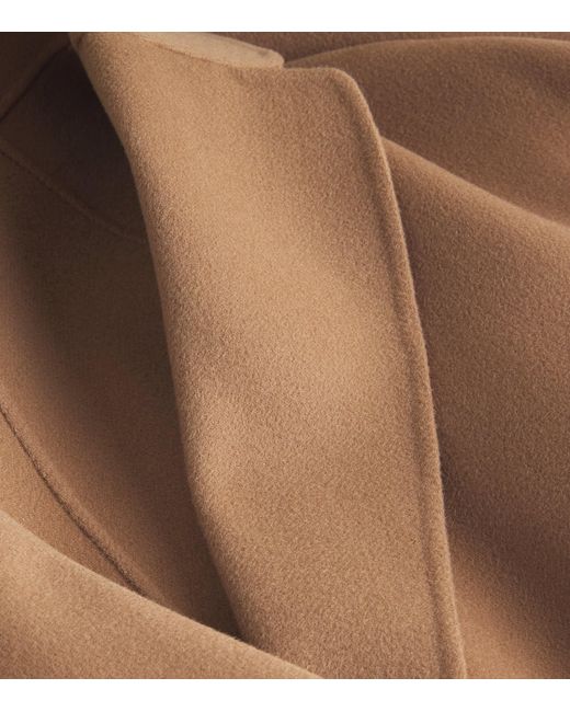 Max Mara Brown Virgin Wool Midi Wrap Coat