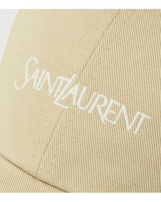 Saint Laurent Natural Cotton Logo Baseball Cap