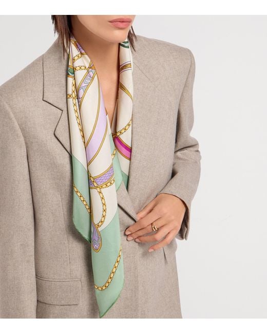 BVLGARI Green Silk Serpenti 75 Scarf
