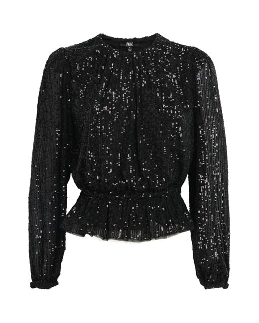 PAIGE Black Sequinned Vilma Blouse