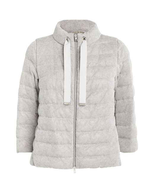 Herno Gray Cropped Sleeve Puffer Jacket