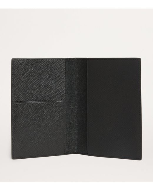 Harrods Black Leather Passport Holder for men