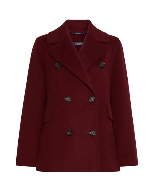 Max Mara Purple Virgin Wool Double-Breasted Short Coat
