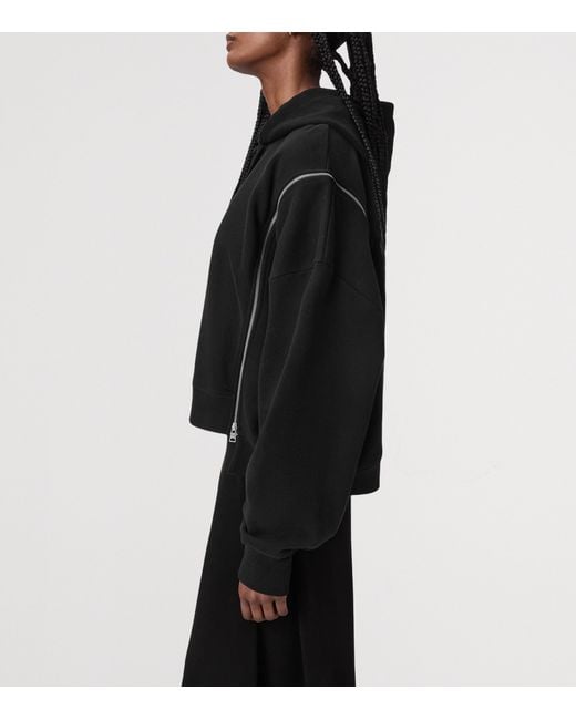 AllSaints Black Organic Cotton Zip-Detail Ciara Hoodie