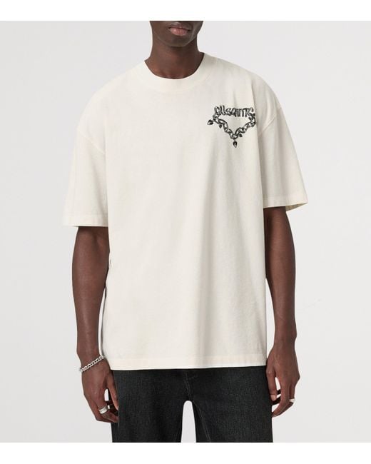 AllSaints White Organic Cotton Drip T-Shirt for men