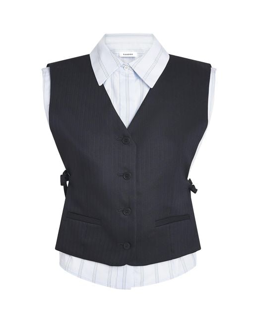 Sandro Blue Sleeveless Layered Waistcoat