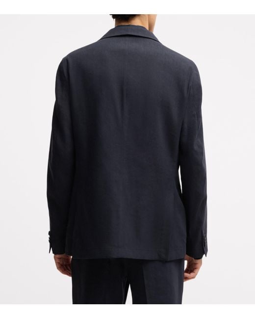 Boss Blue Linen-Blend Slim Blazer for men