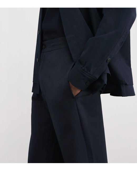 Vince Blue Wool-Blend Twill Trousers for men