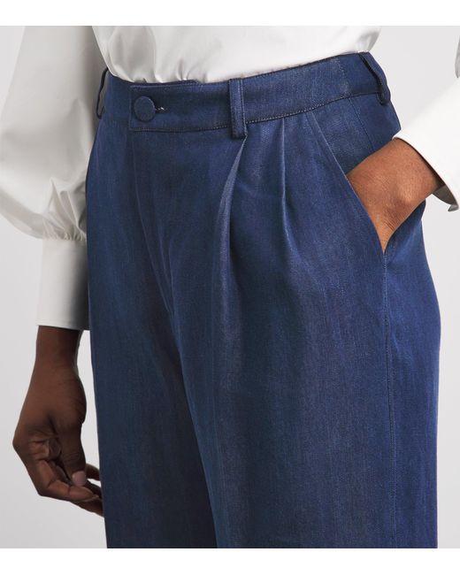 Huishan Zhang Blue Chambray Lucian Wide-Leg Trousers