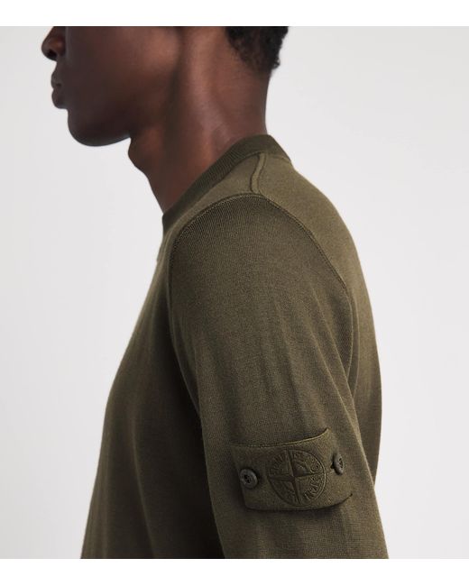 Stone Island Green Virgin Wool Ghost Sweater for men