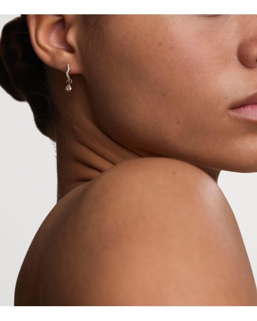 Astrid & Miyu Metallic Plated Sterling And Cubic Zirconia Ripple Pear Huggie Earrings