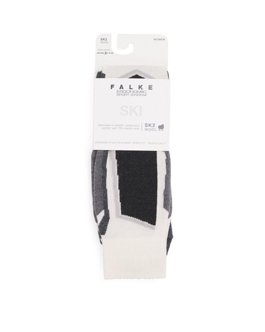 Falke White Virgin Wool-Blend Sk2 Skiing Knee-High Socks