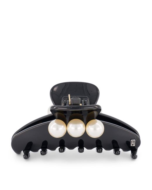Alexandre De Paris Black Oversize Pearl-Detail Claw Hair Clip
