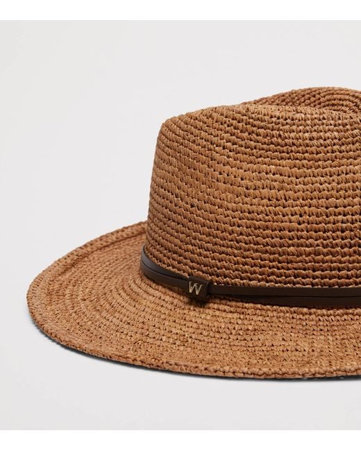Weekend by Maxmara Brown Woven Fedora Hat