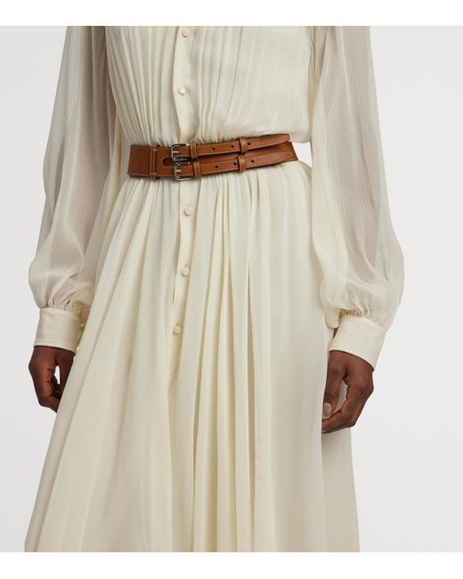 Ralph Lauren Brown Leather Double-Buckle Belt