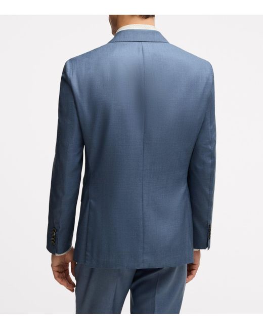 Boss Blue Virgin Wool-Silk 2-Piece Suit for men