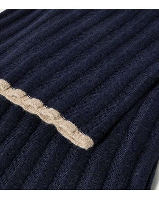 Brunello Cucinelli Blue Cashmere Scarf for men