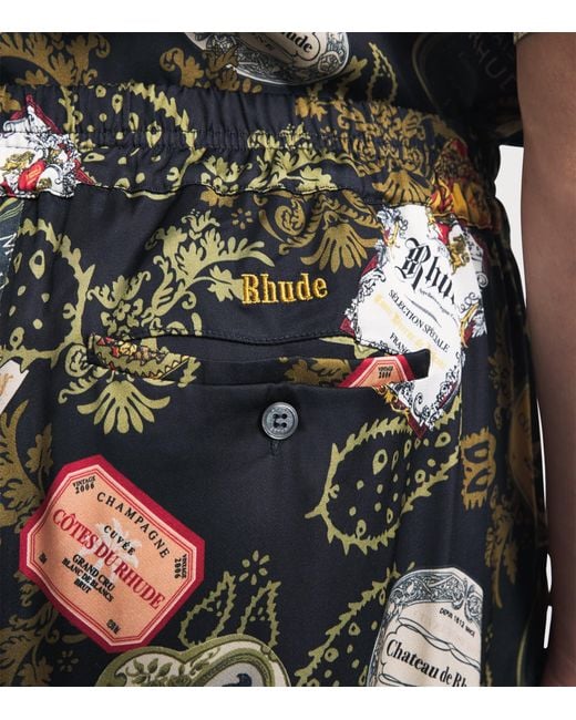 Rhude Black Bandana Print Wide-Leg Trousers for men