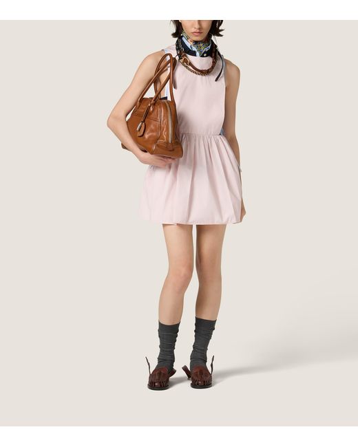 Miu Miu Pink Cotton Poplin Pinafore Mini Dress