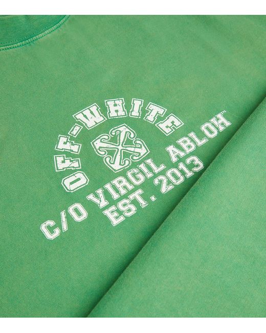 Off-White c/o Virgil Abloh Green Cotton Logo Print T-shirt for men
