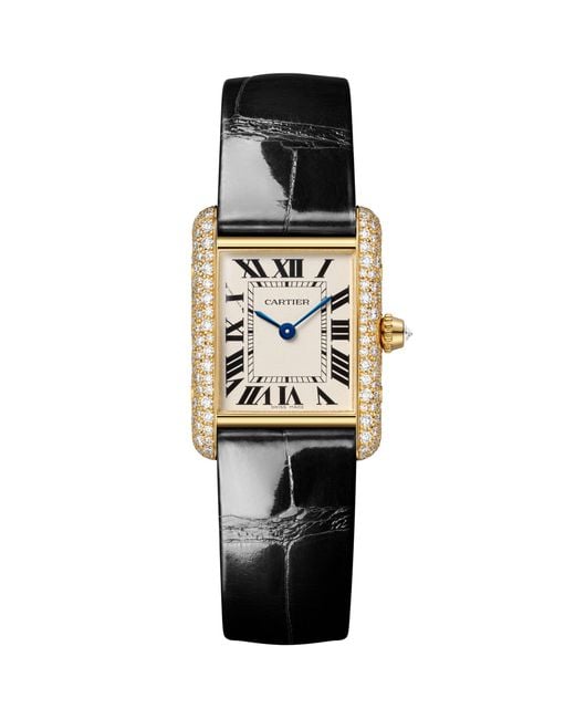Cartier Black And Diamond Tank Louis Watch