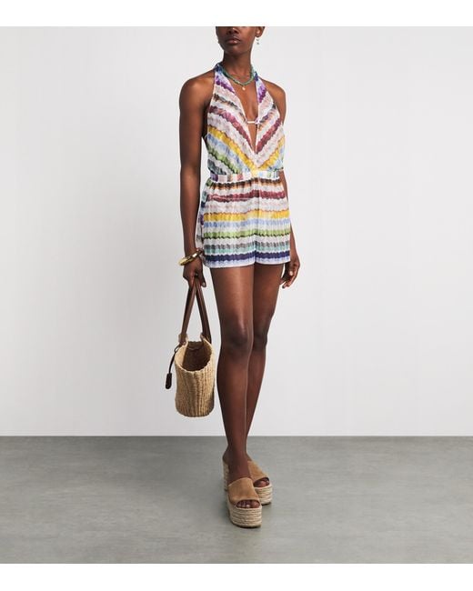 Missoni White Zigzag Plunge Playsuit