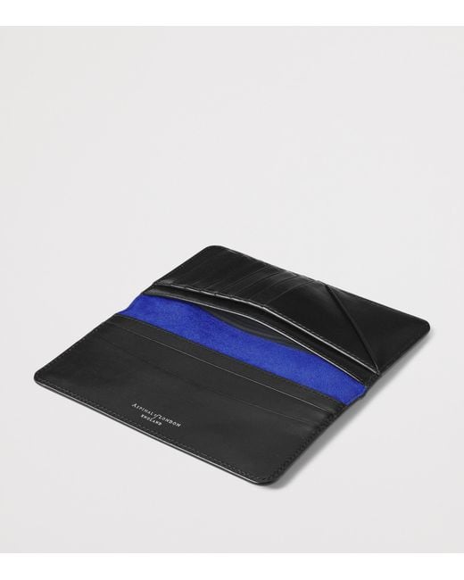 Aspinal Black Leather Long Wallet for men