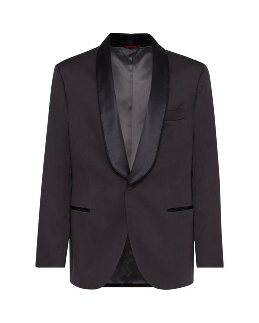 Brunello Cucinelli Black Silk Twill Délavé Tuxedo Jacket for men