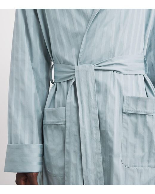 Harrods Blue Cotton Satin-Stripe Night Robe for men