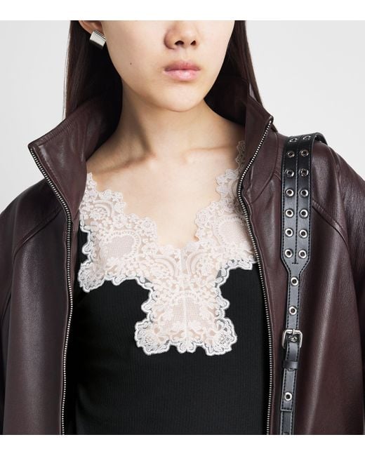 Sandro Black Ribbed Lace-Trim Tank Top