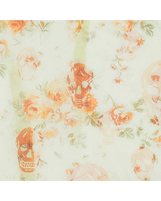 McQueen Metallic Silk Floral Skull Scarf