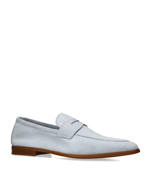 Magnanni Shoes White Suede Aston Loafers for men